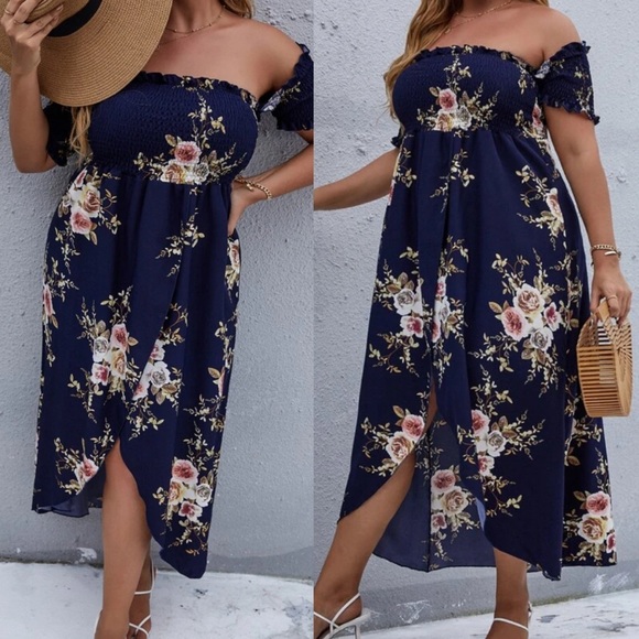 Boho floral print shirred high low dress - Picture 11 of 13